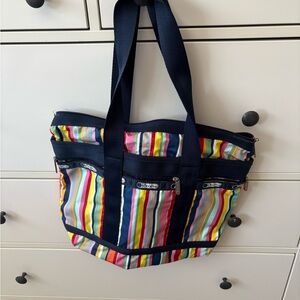 LeSportSac Colorful Striped Tote Bag